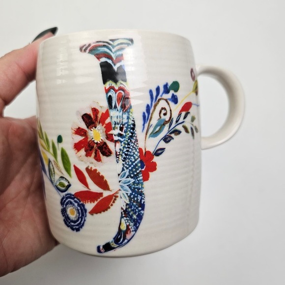 Starla M Halfmann x Anthropologie J Initial Floral Coffee Mug‎ - Picture 1 of 8